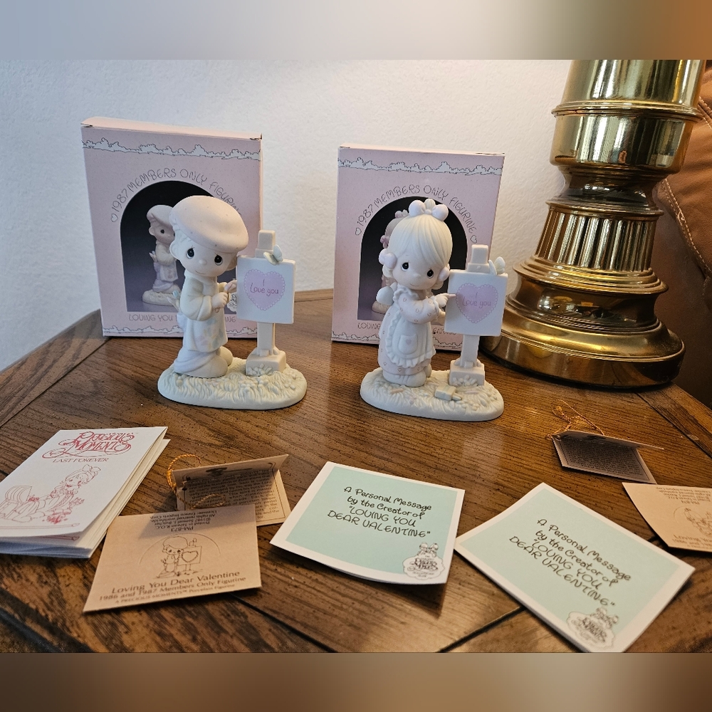 2 Piece set Precious Moments "Loving you dear valientine" figurines. New in box
